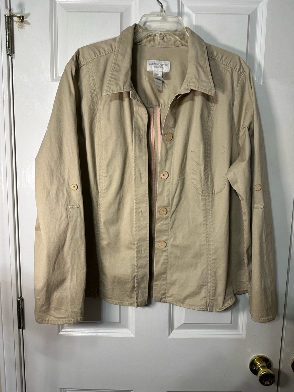 Liz Claiborne Tan Utility Button-Front Jacket